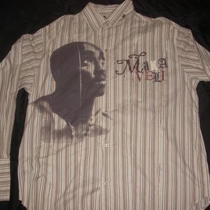 Makaveli long sleeve stripped button down shirt.